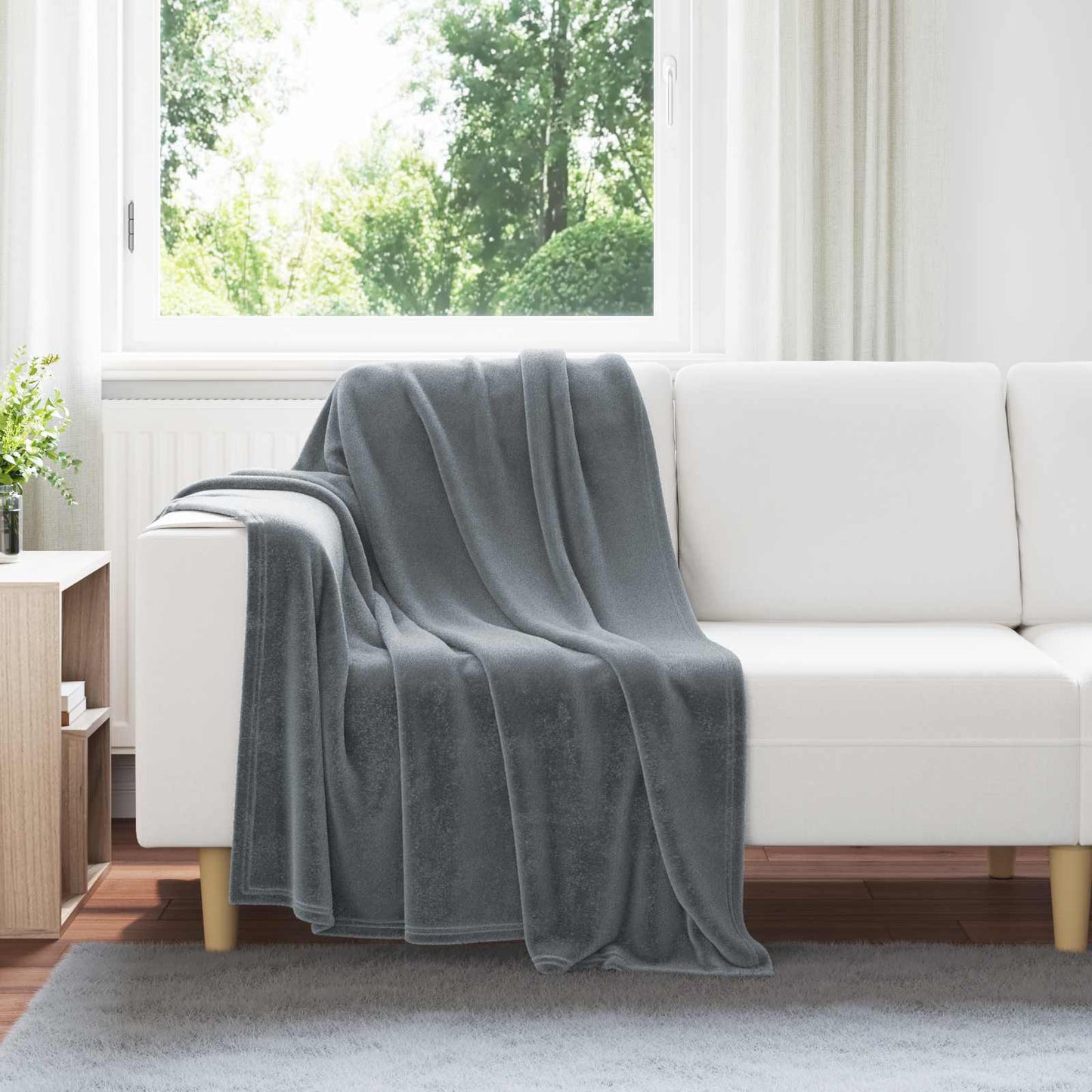 Throw Blanket Dark Grey 130 x 150 cm Fleece