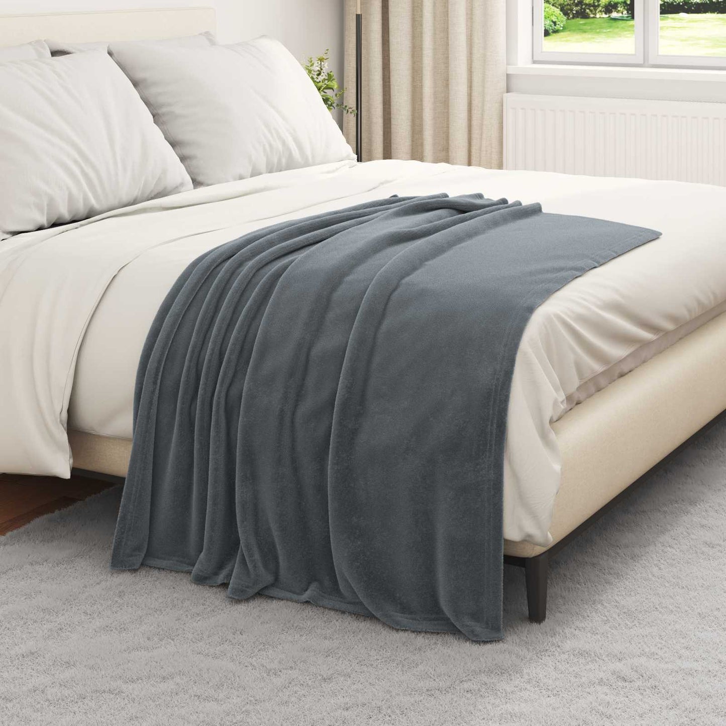 Throw Blanket Dark Grey 130 x 150 cm Fleece