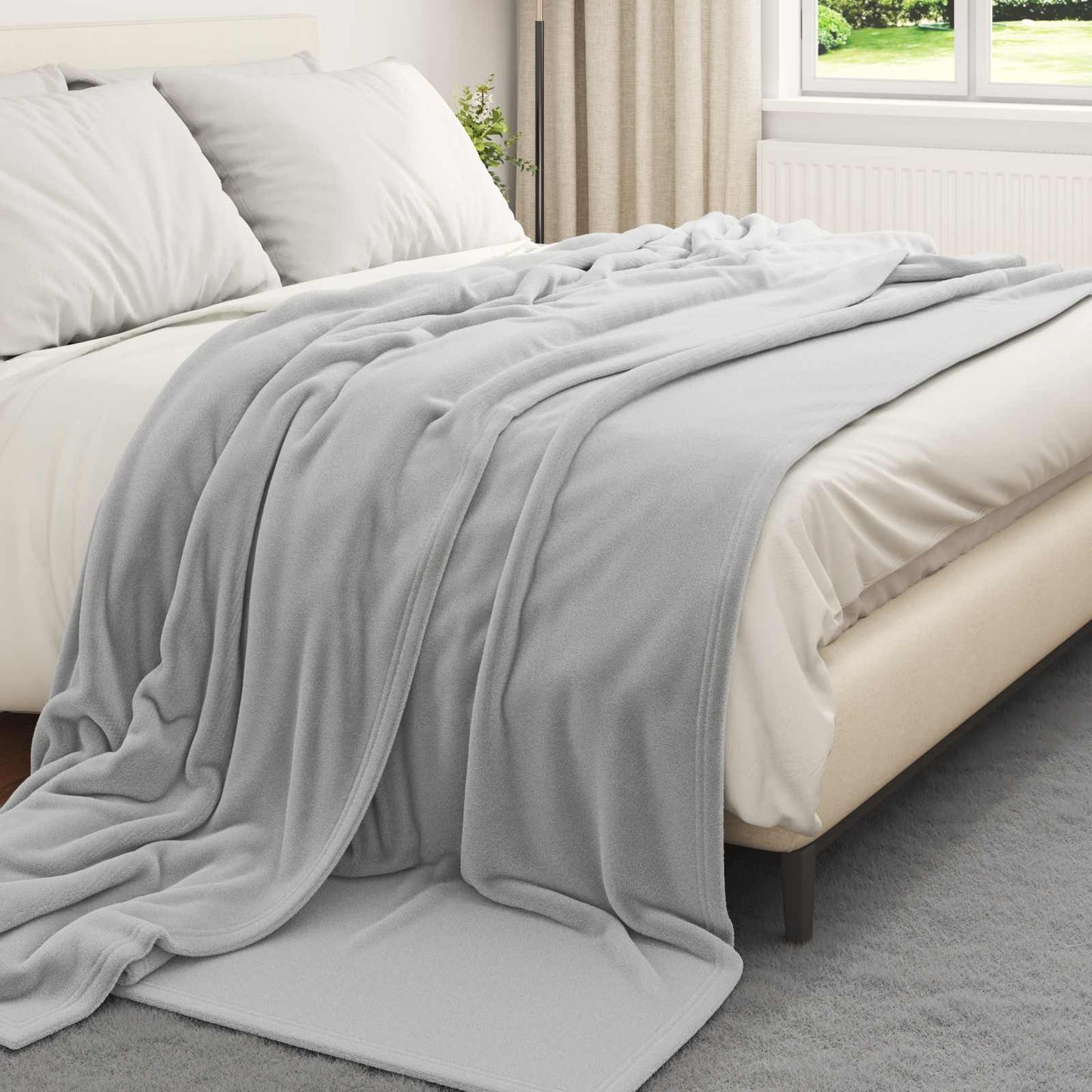 Throw Blanket Grey 220 x 240 cm Fleece