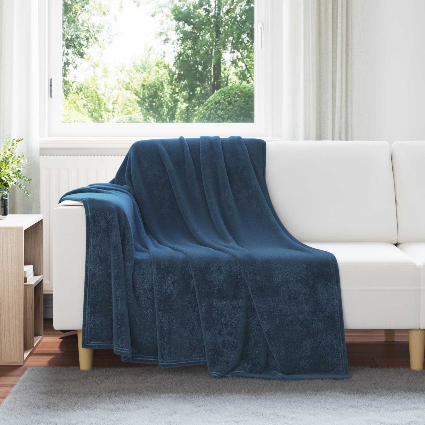 Throw Blanket Navy Blue 150 x 200 cm Fleece