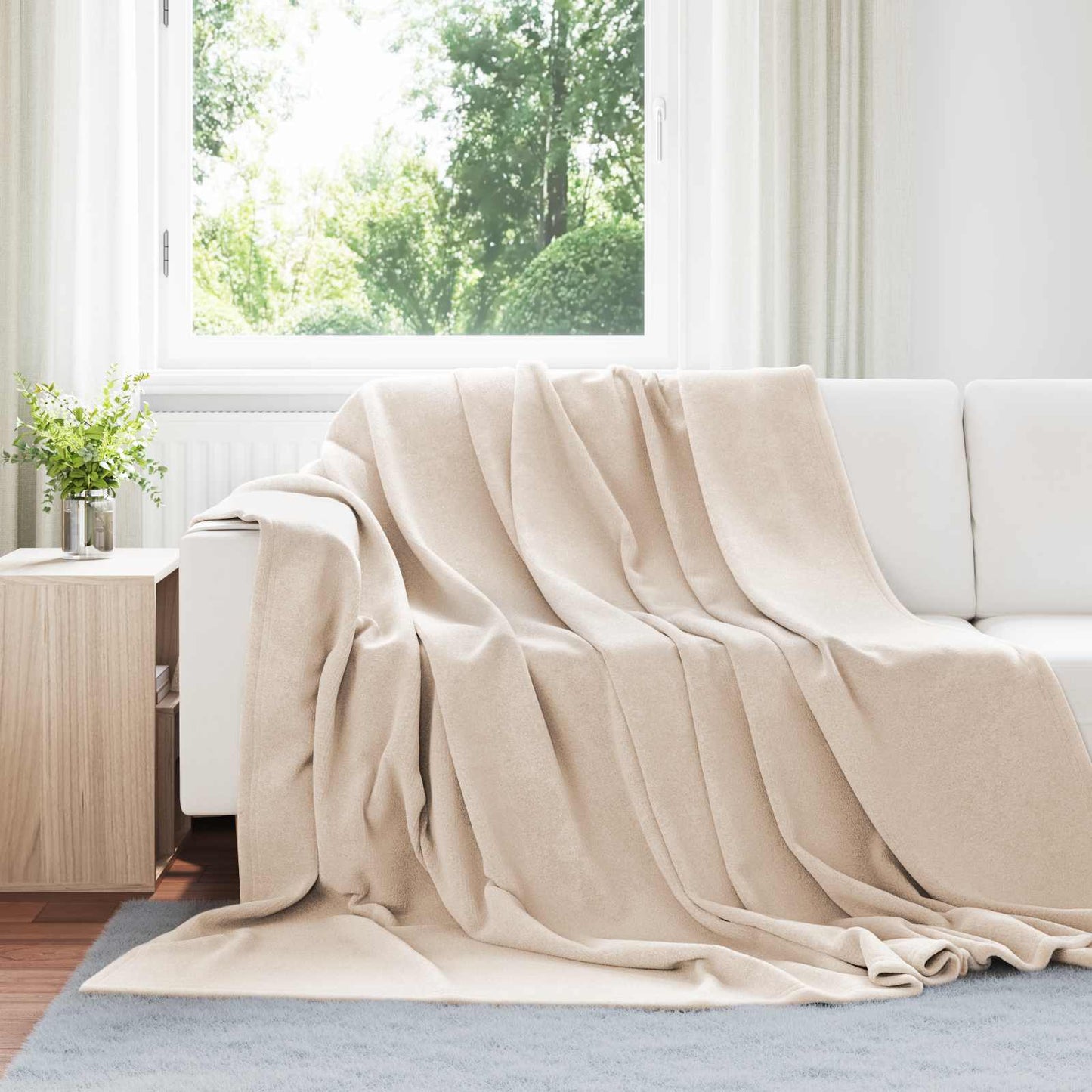 Throw Blankets 6 pcs Beige 240 x 270 cm Fleece