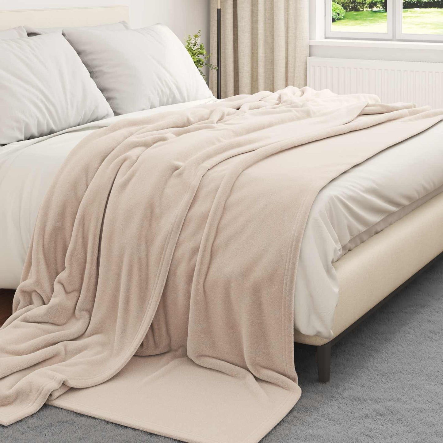 Throw Blankets 6 pcs Beige 240 x 270 cm Fleece