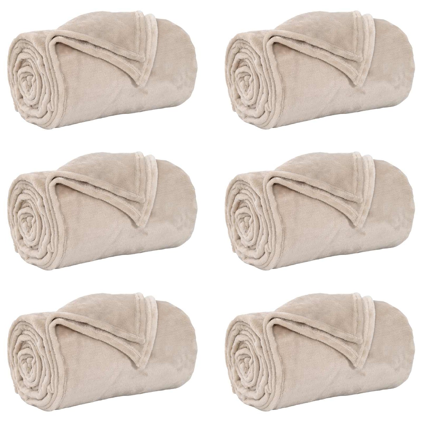 Throw Blankets 6 pcs Beige 240 x 270 cm Fleece