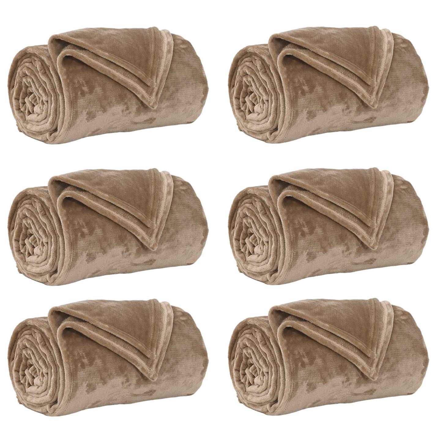 Throw Blankets 6 pcs Camel 220 x 240 cm Fleece