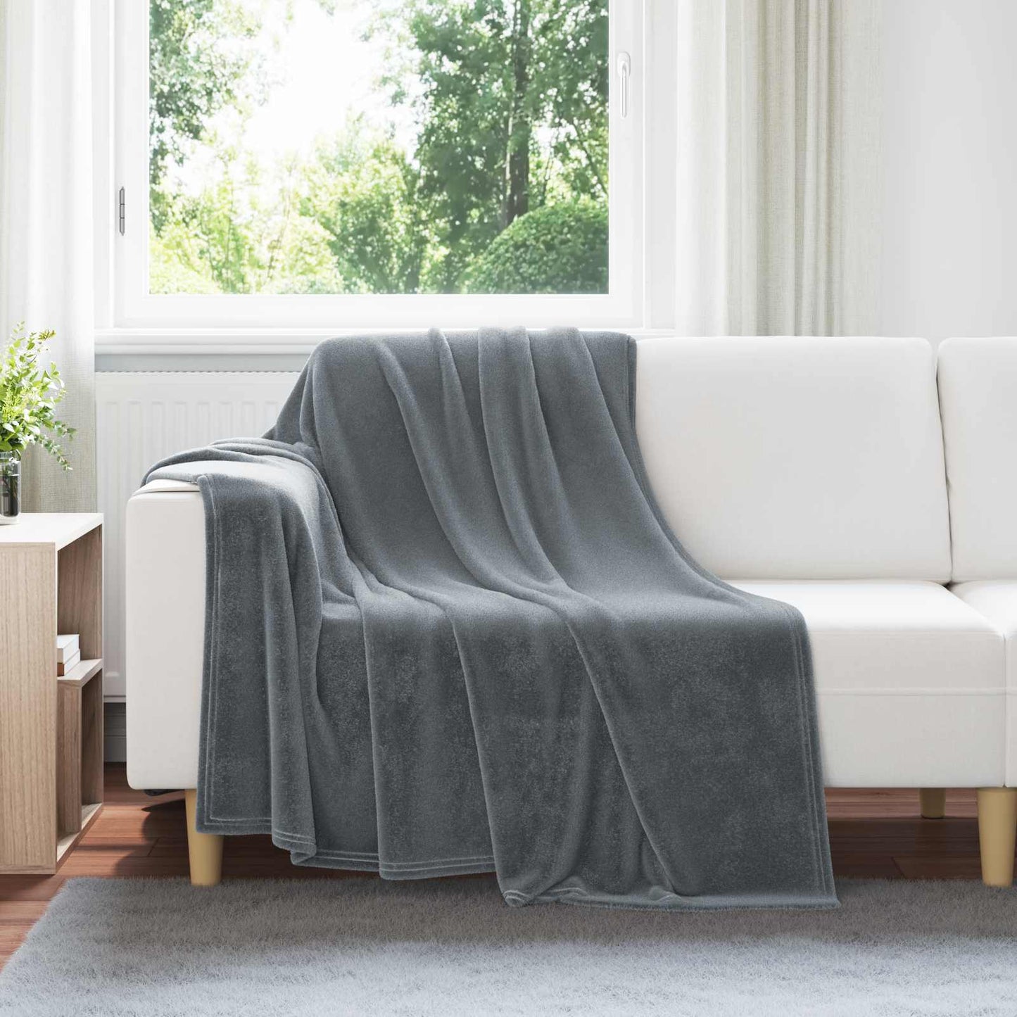 Throw Blankets 6 pcs Dark Grey 150 x 200 cm Fleece