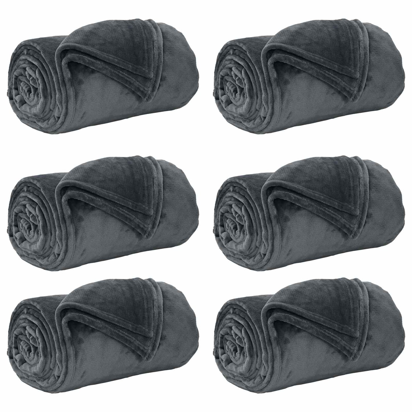 Throw Blankets 6 pcs Dark Grey 220 x 240 cm Fleece