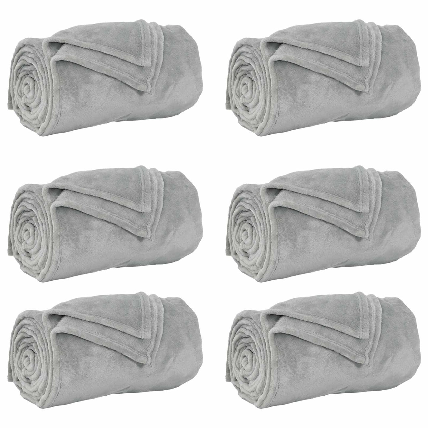 Throw Blankets 6 pcs Grey 130 x 150 cm Fleece