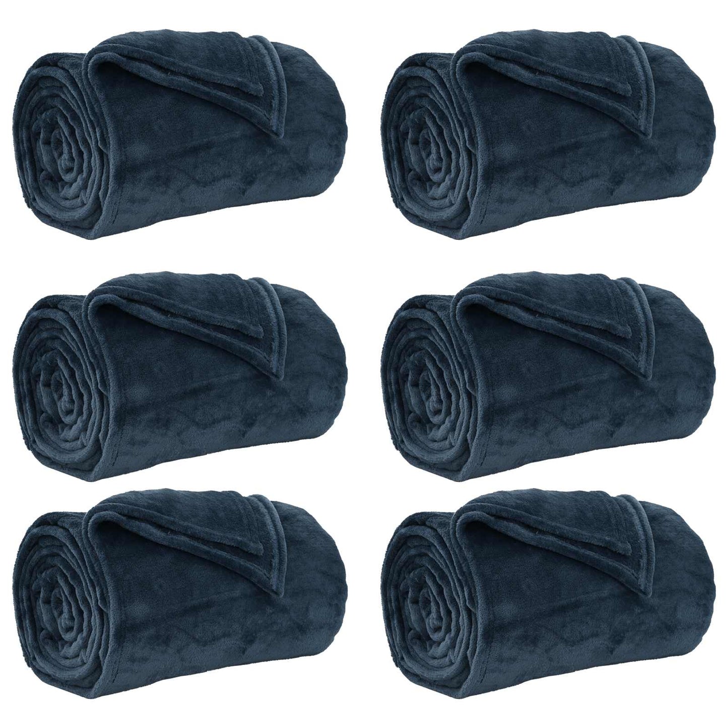 Throw Blankets 6 pcs Navy Blue 130 x 150 cm Fleece