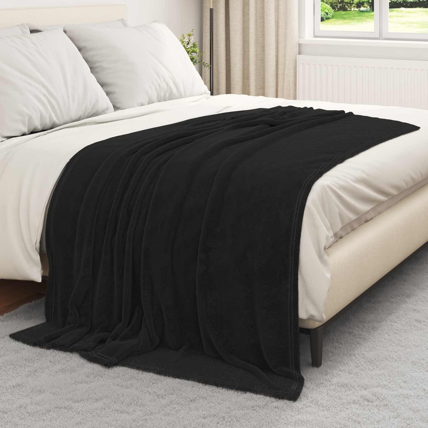 Throw Blankets 6 pcs Black 150 x 200 cm Fleece