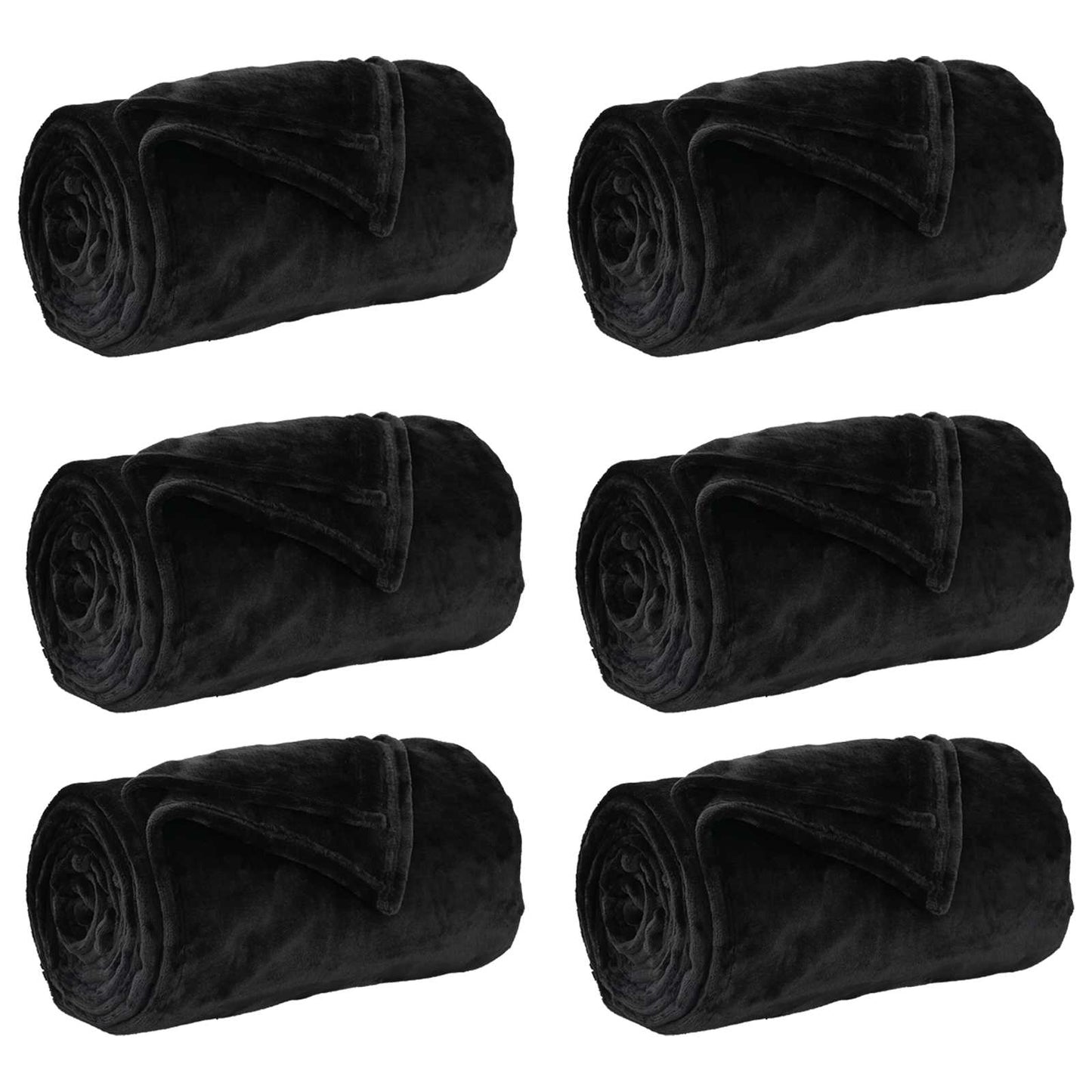 Throw Blankets 6 pcs Black 150 x 200 cm Fleece