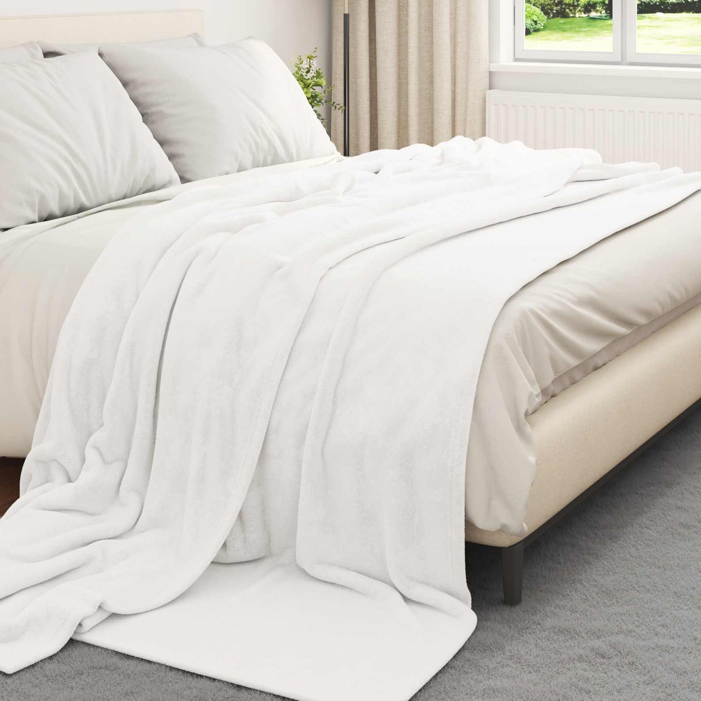 Throw Blankets 6 pcs White 220 x 240 cm Fleece
