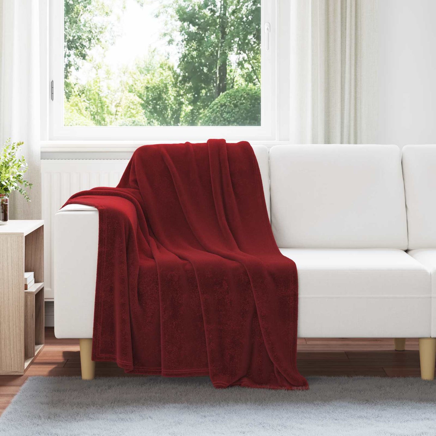Throw Blankets 6 pcs Bordeaux Red 130 x 150 cm Fleece