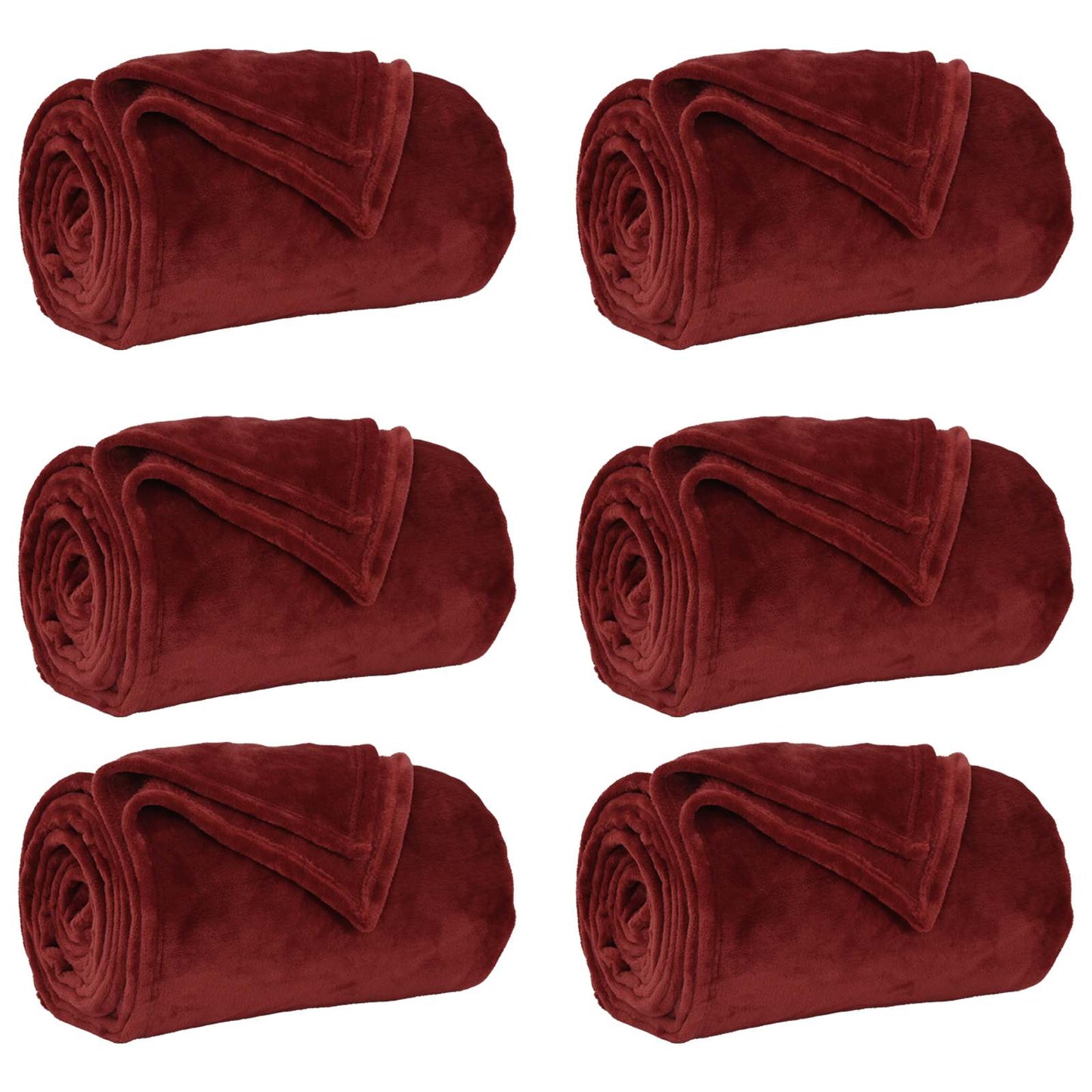 Throw Blankets 6 pcs Bordeaux Red 130 x 150 cm Fleece