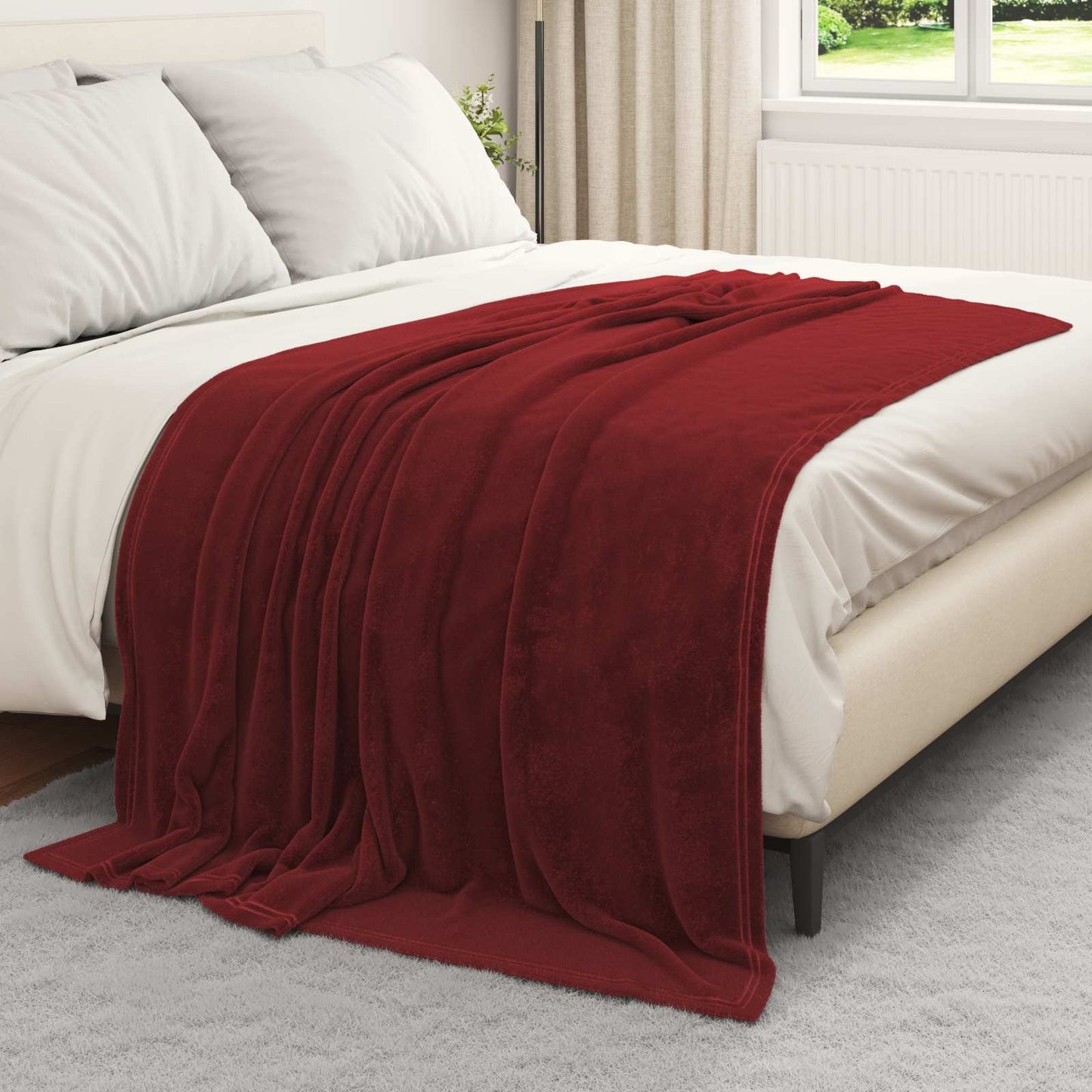 Throw Blankets 6 pcs Bordeaux Red 150 x 200 cm Fleece