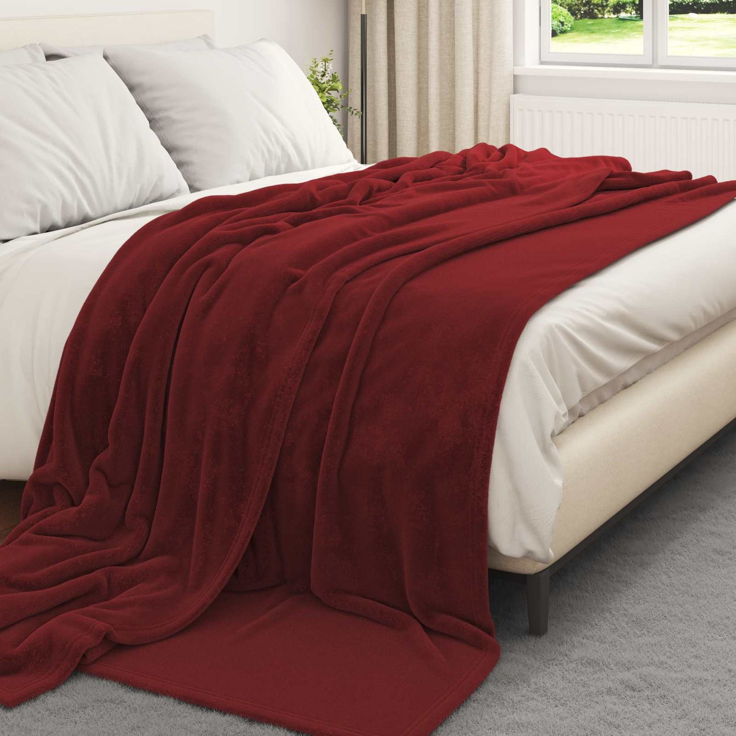 Throw Blankets 6 pcs Bordeaux Red 220 x 240 cm Fleece