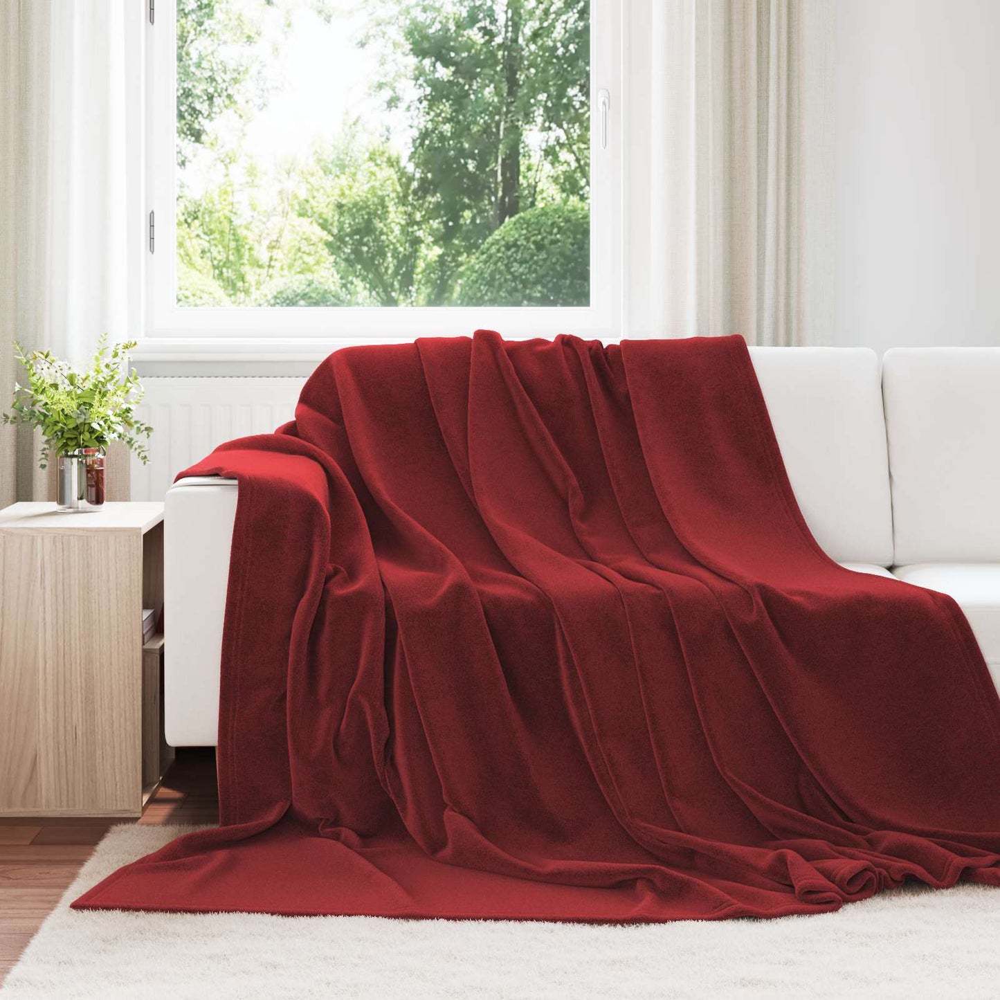 Throw Blankets 6 pcs Bordeaux Red 240 x 270 cm Fleece