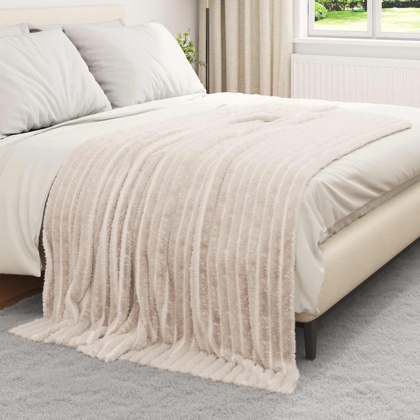 Throw Blanket Beige 200 x 150 cm Fleece