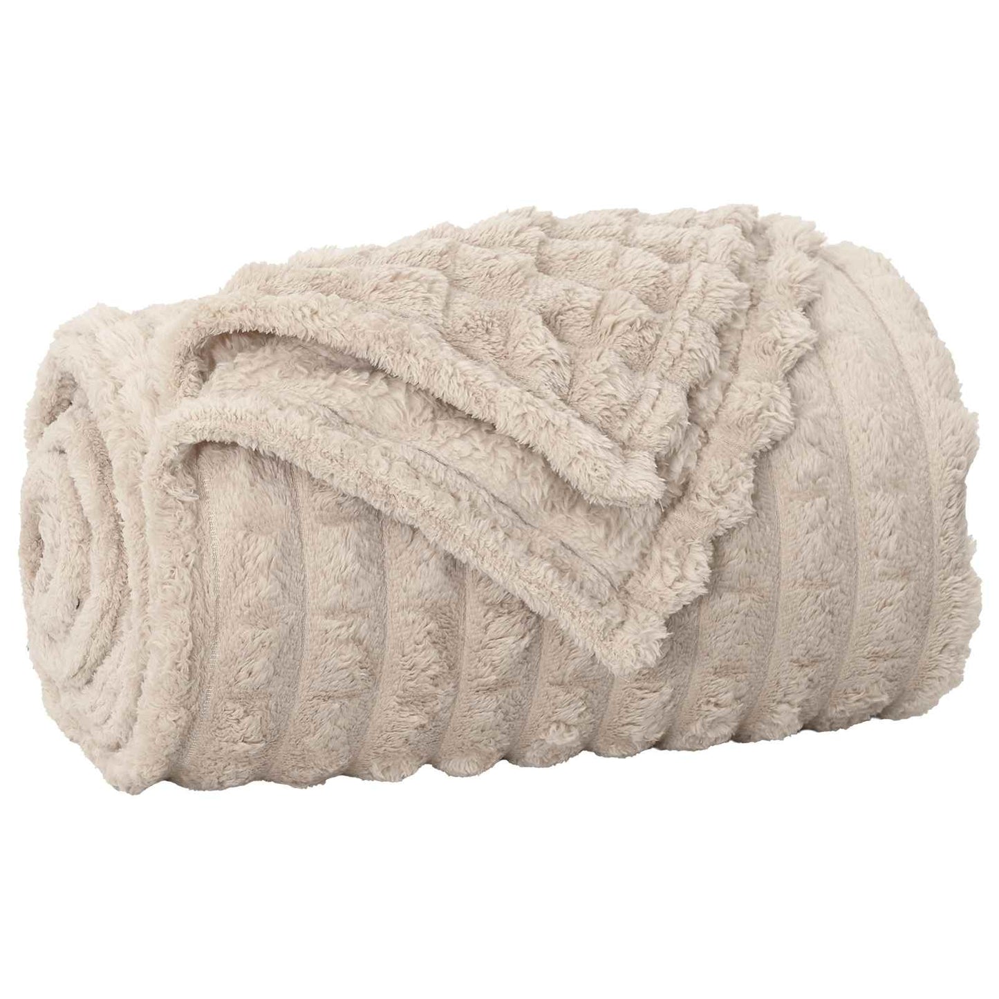 Throw Blanket Beige 240 x 220 cm Fleece