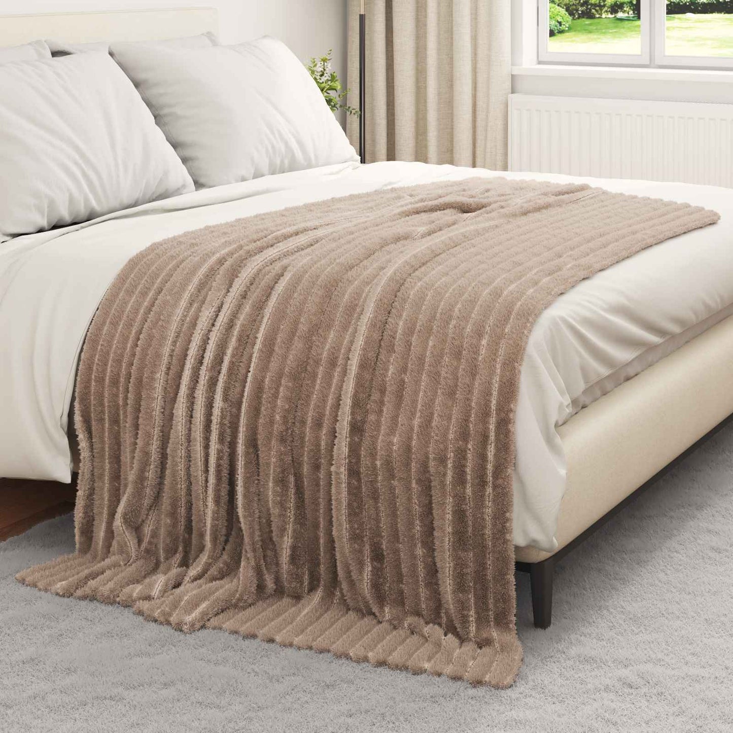 Throw Blanket Camel 200 x 150 cm Fleece