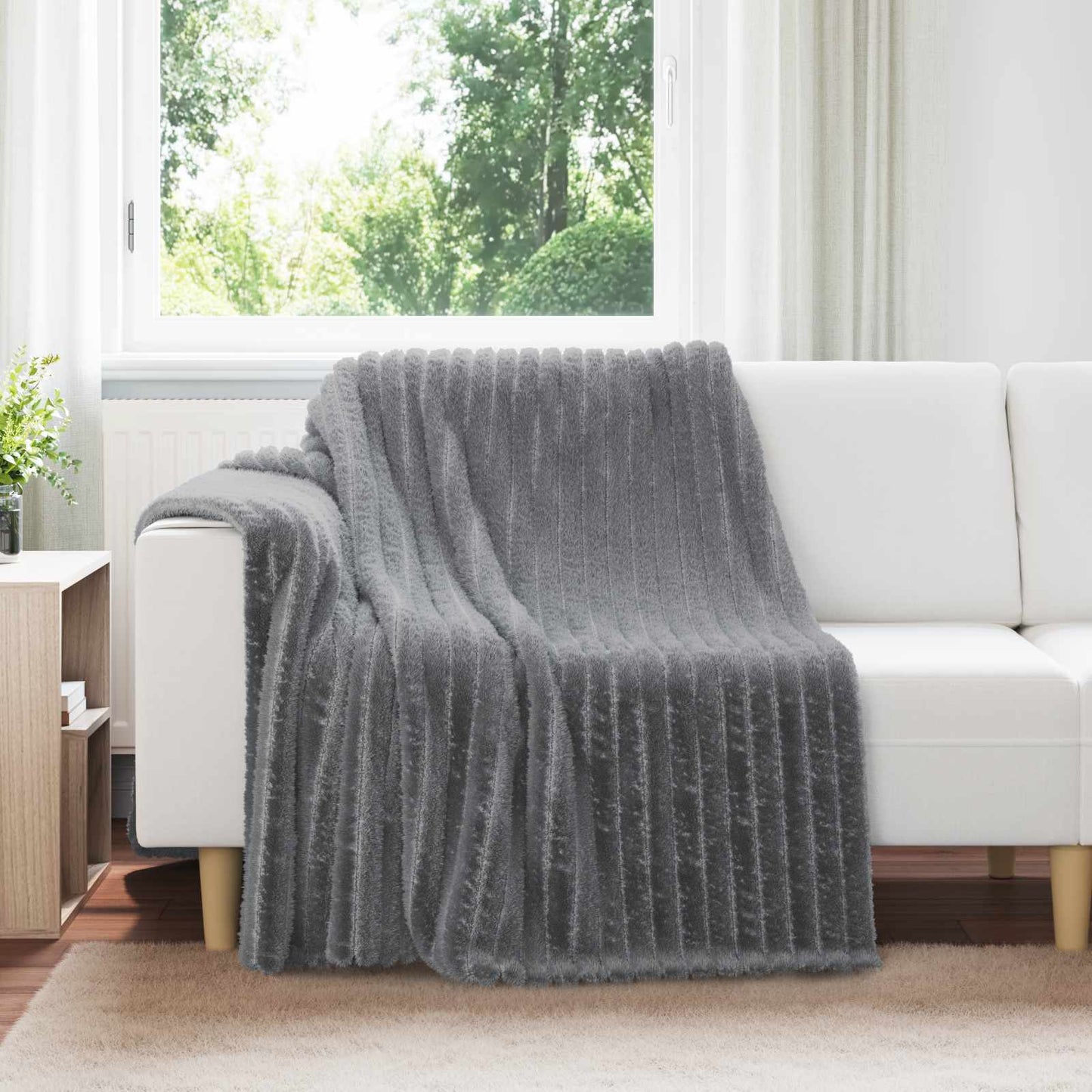 Throw Blanket Dark Grey 200 x 150 cm Fleece