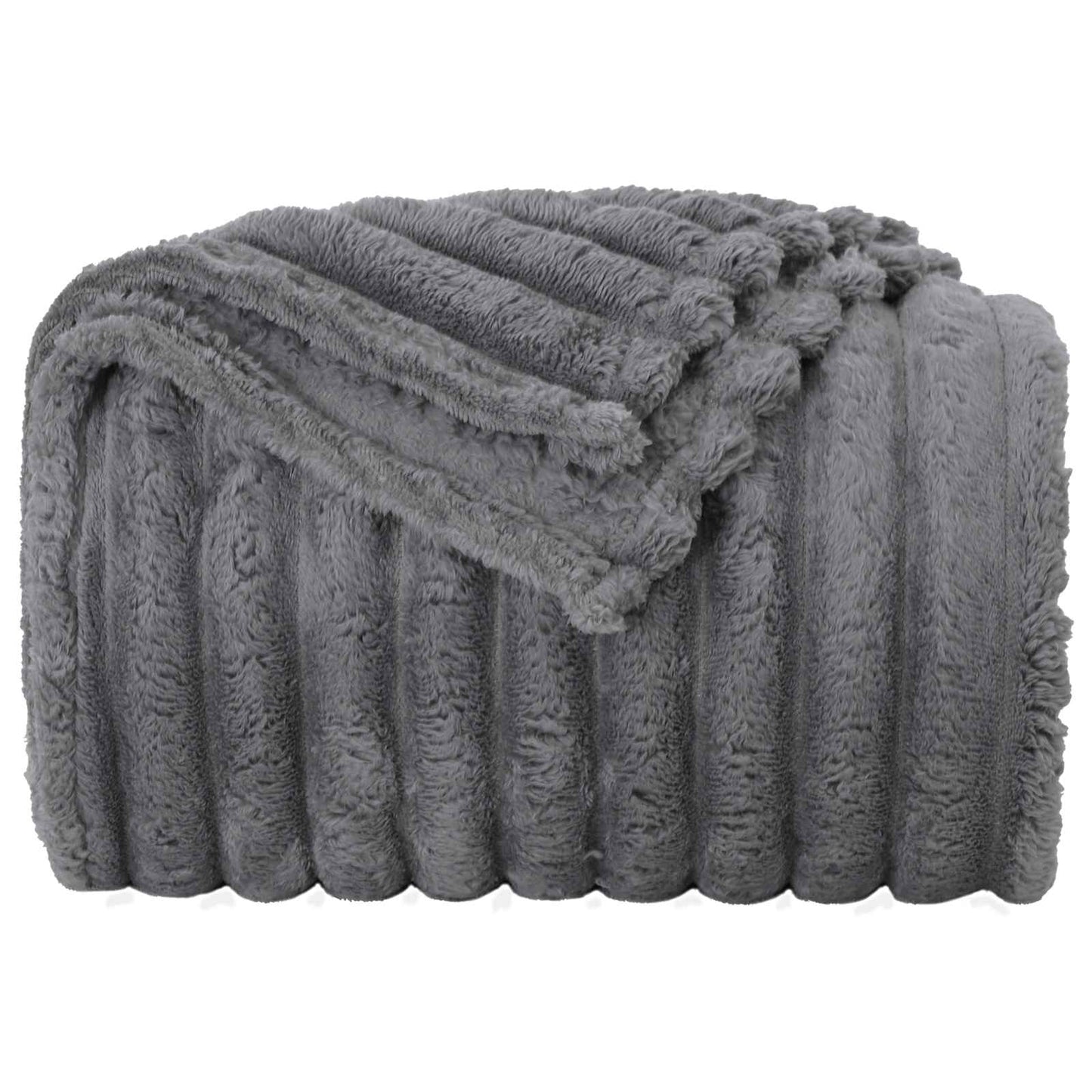 Throw Blanket Dark Grey 240 x 220 cm Fleece