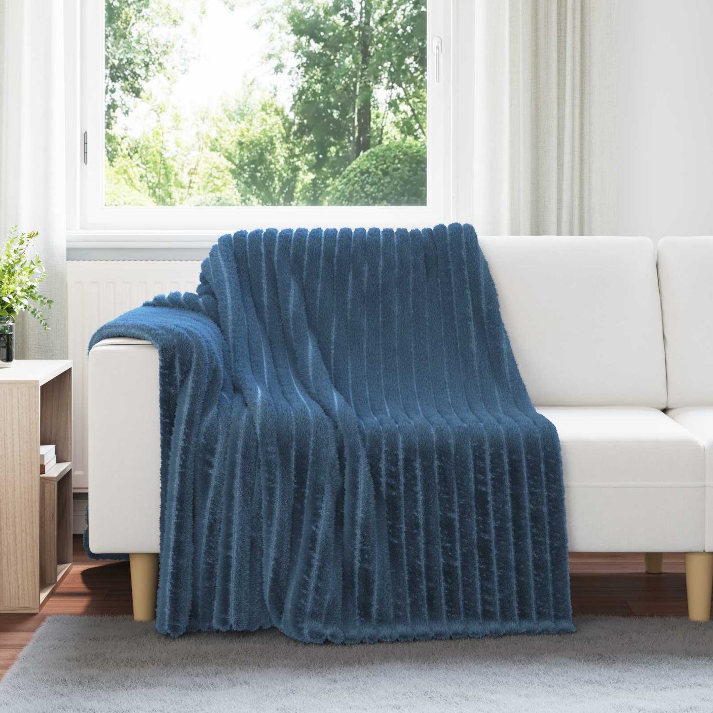 Throw Blanket Navy Blue 200 x 150 cm Fleece