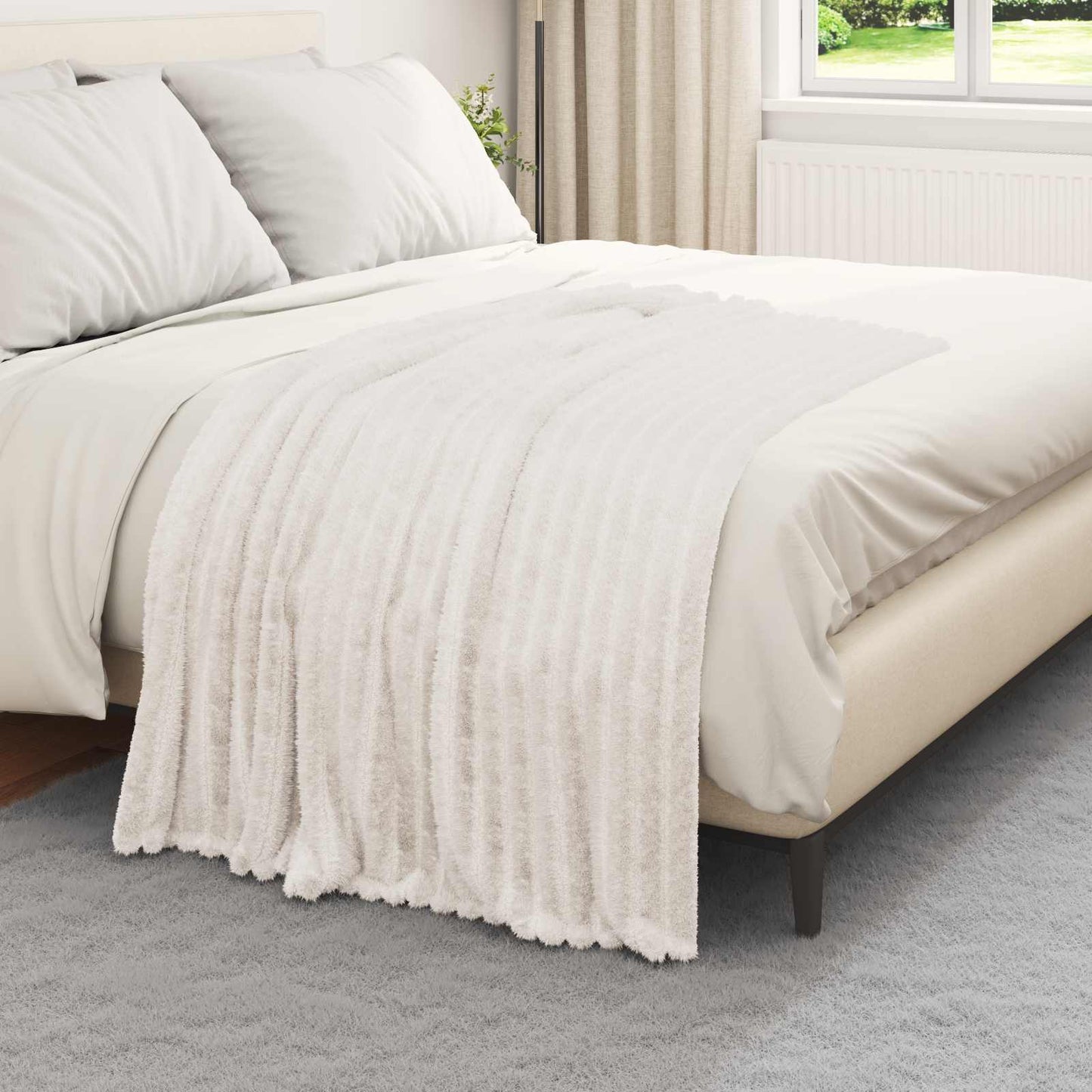 Throw Blanket Cream 150 x 130 cm Fleece