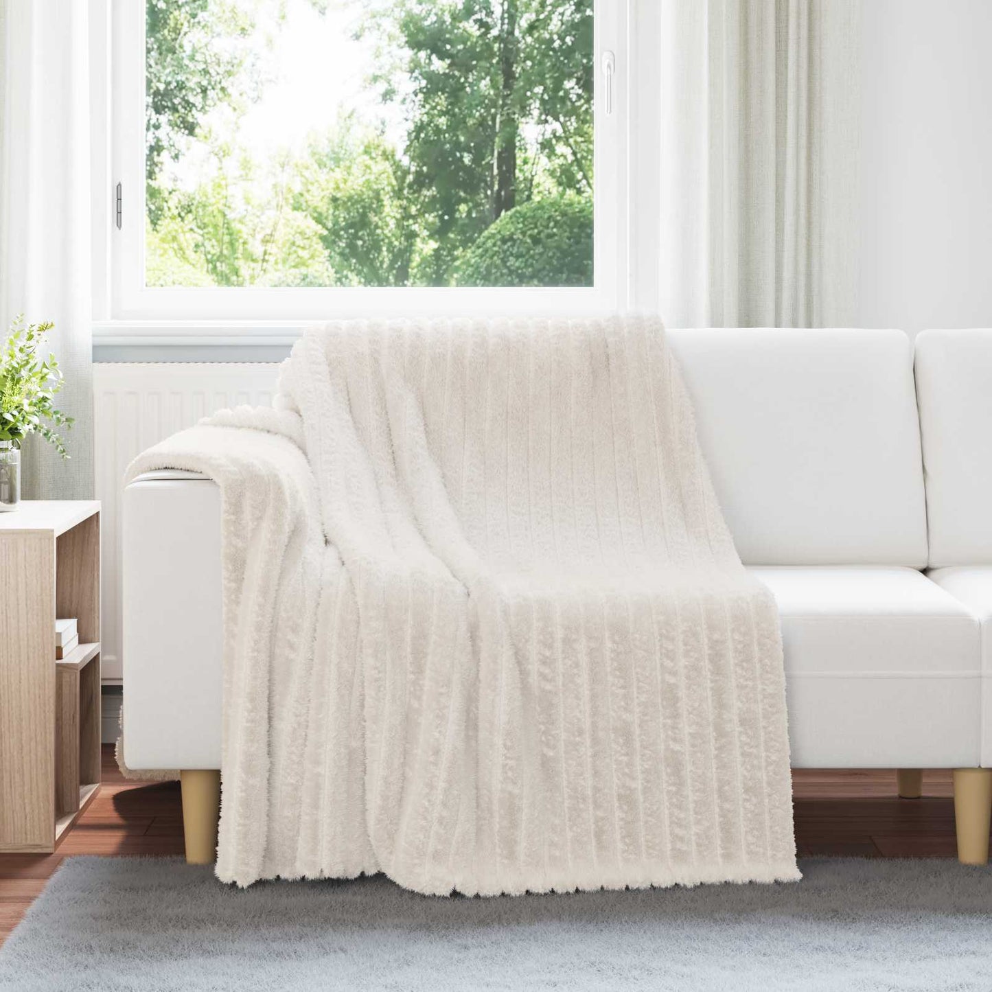 Throw Blanket Cream 200 x 150 cm Fleece