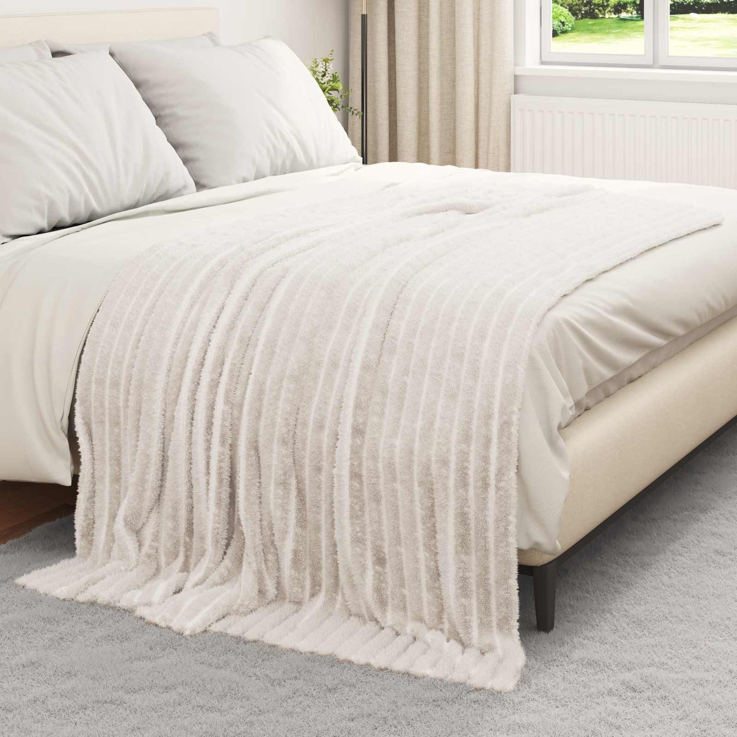 Throw Blanket Cream 200 x 150 cm Fleece