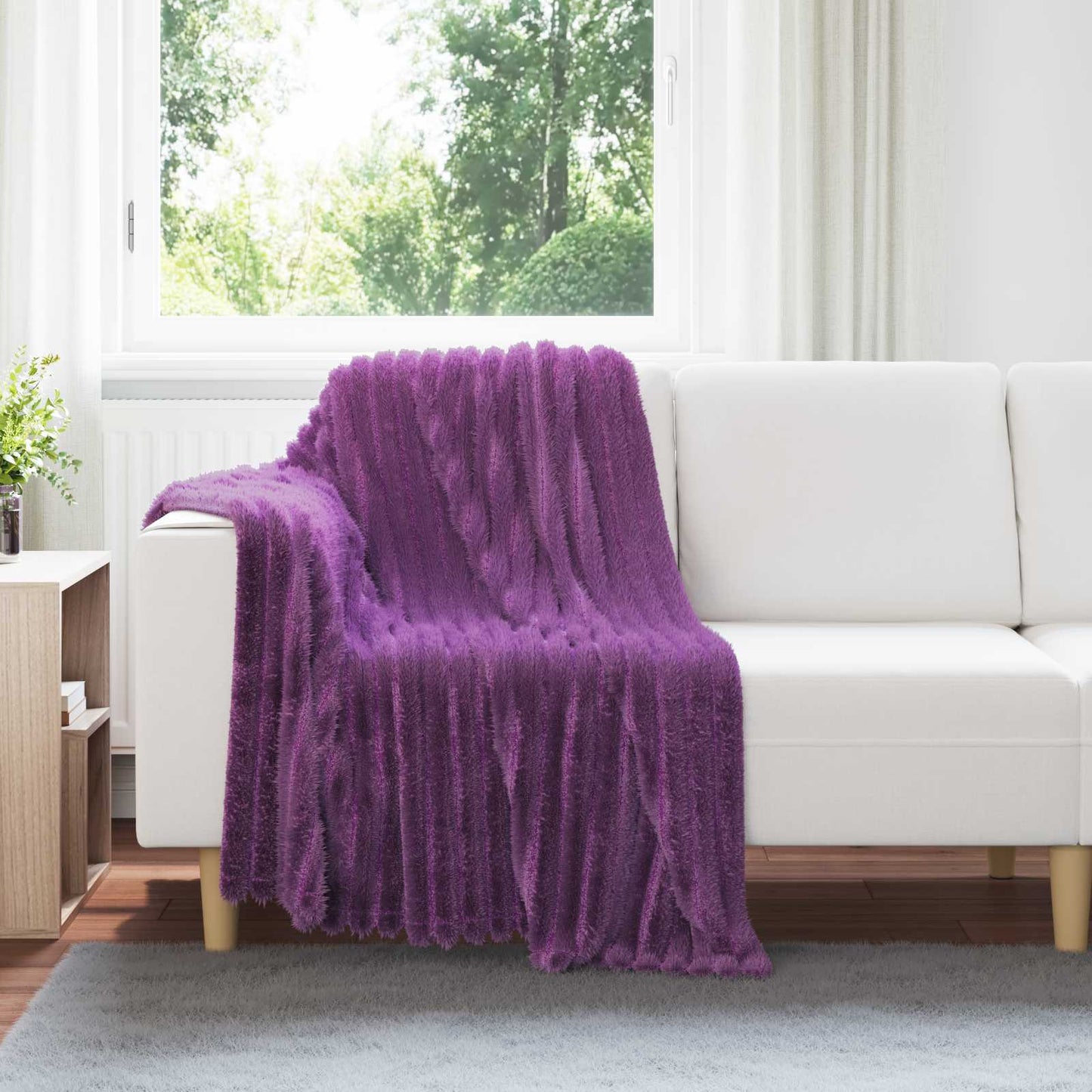 Throw Blanket Purple 150 x 130 cm Fleece