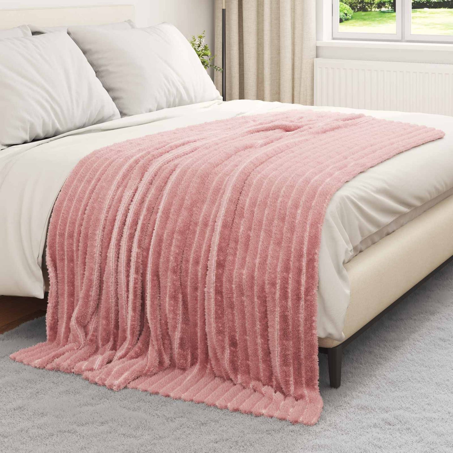 Throw Blanket Pink 200 x 150 cm Fleece
