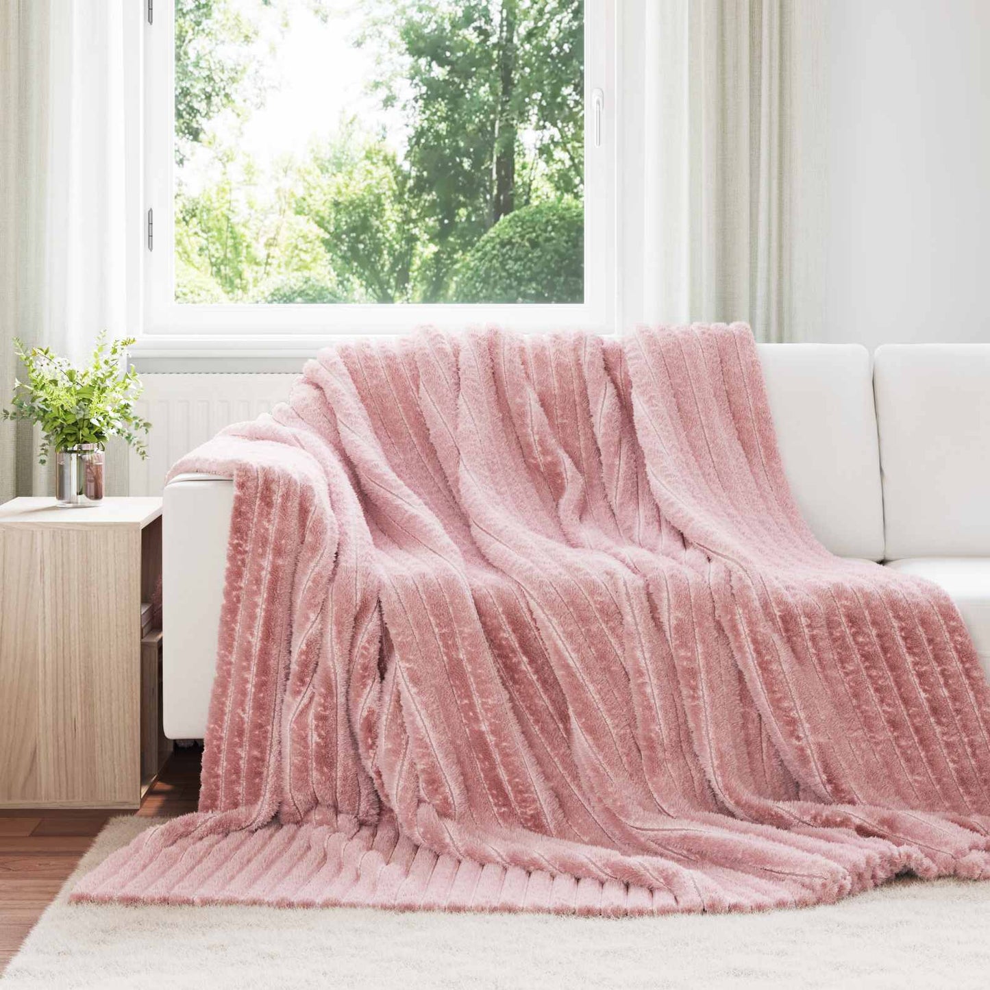 Throw Blanket Pink 270 x 240 cm Fleece