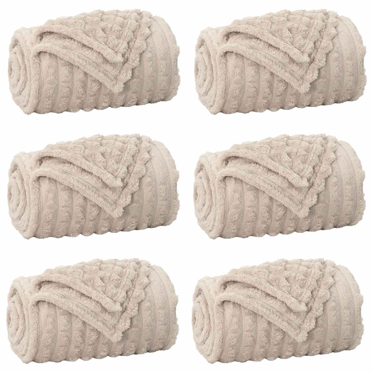 Throw Blankets 6 pcs Beige 200 x 150 cm Fleece