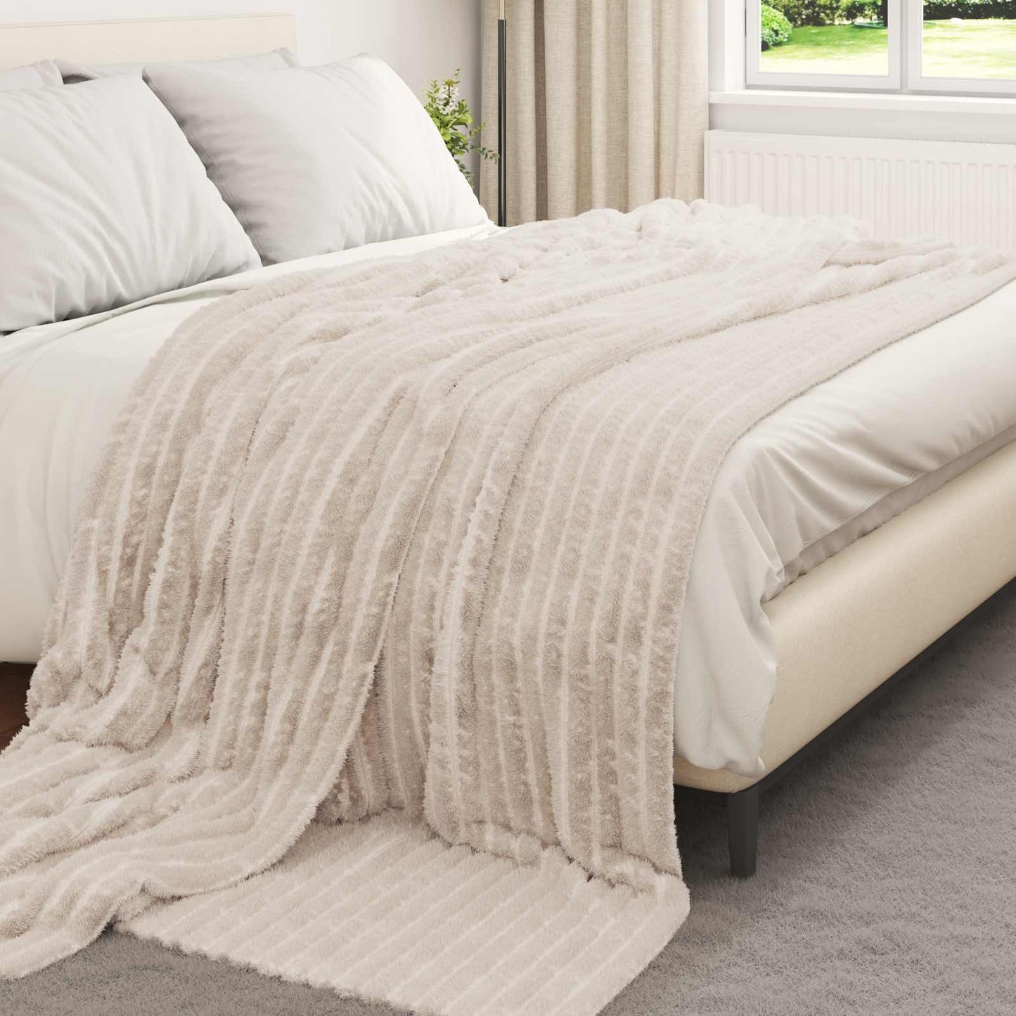 Throw Blankets 6 pcs Beige 240 x 220 cm Fleece