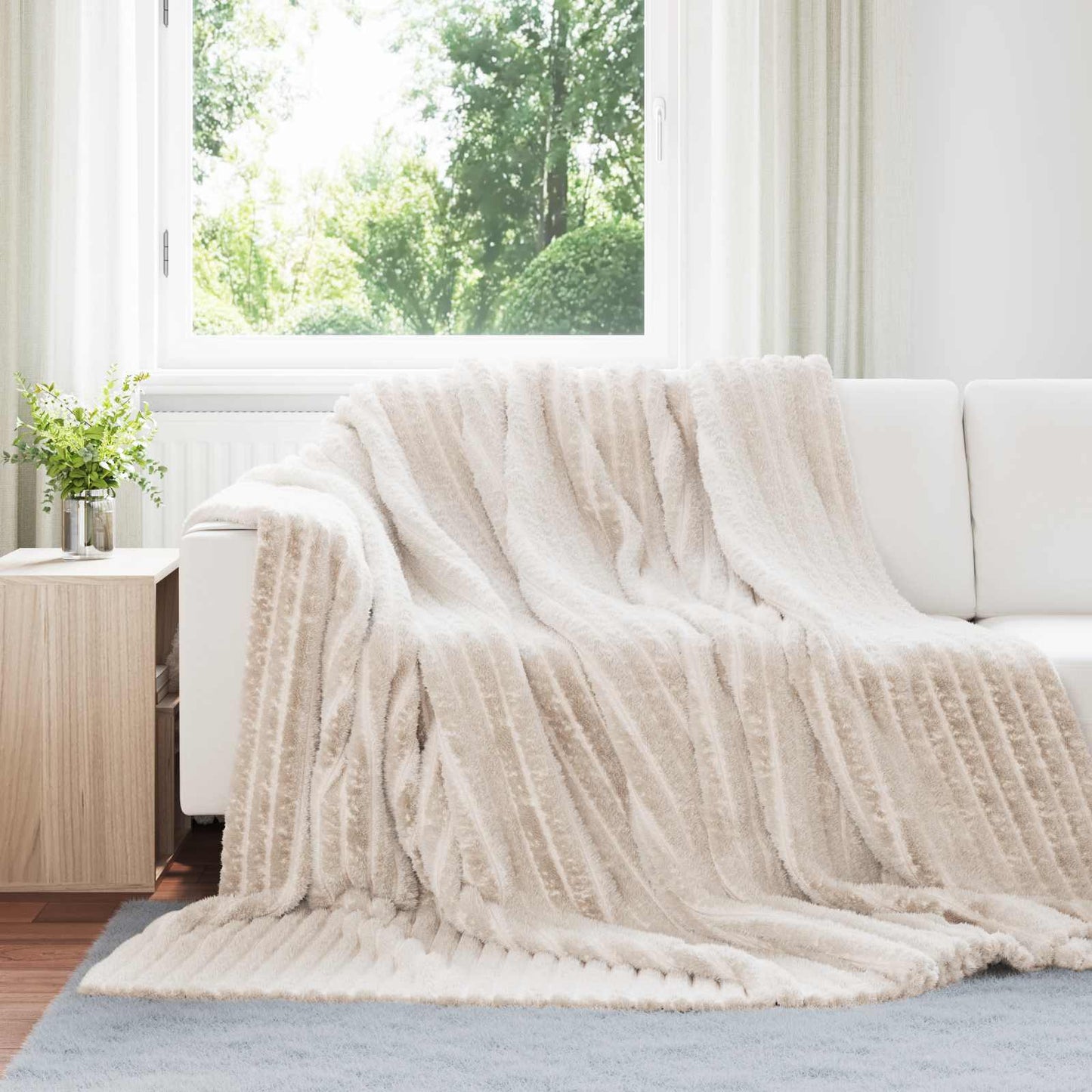 Throw Blankets 6 pcs Beige 270 x 240 cm Fleece