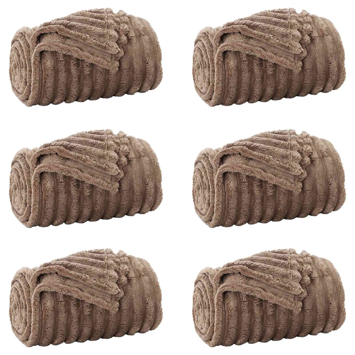 Throw Blankets 6 pcs Camel 200 x 150 cm Fleece