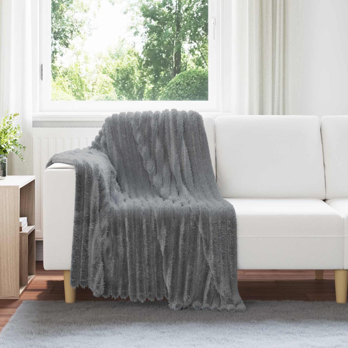 Throw Blankets 6 pcs Dark Grey 150 x 130 cm Fleece