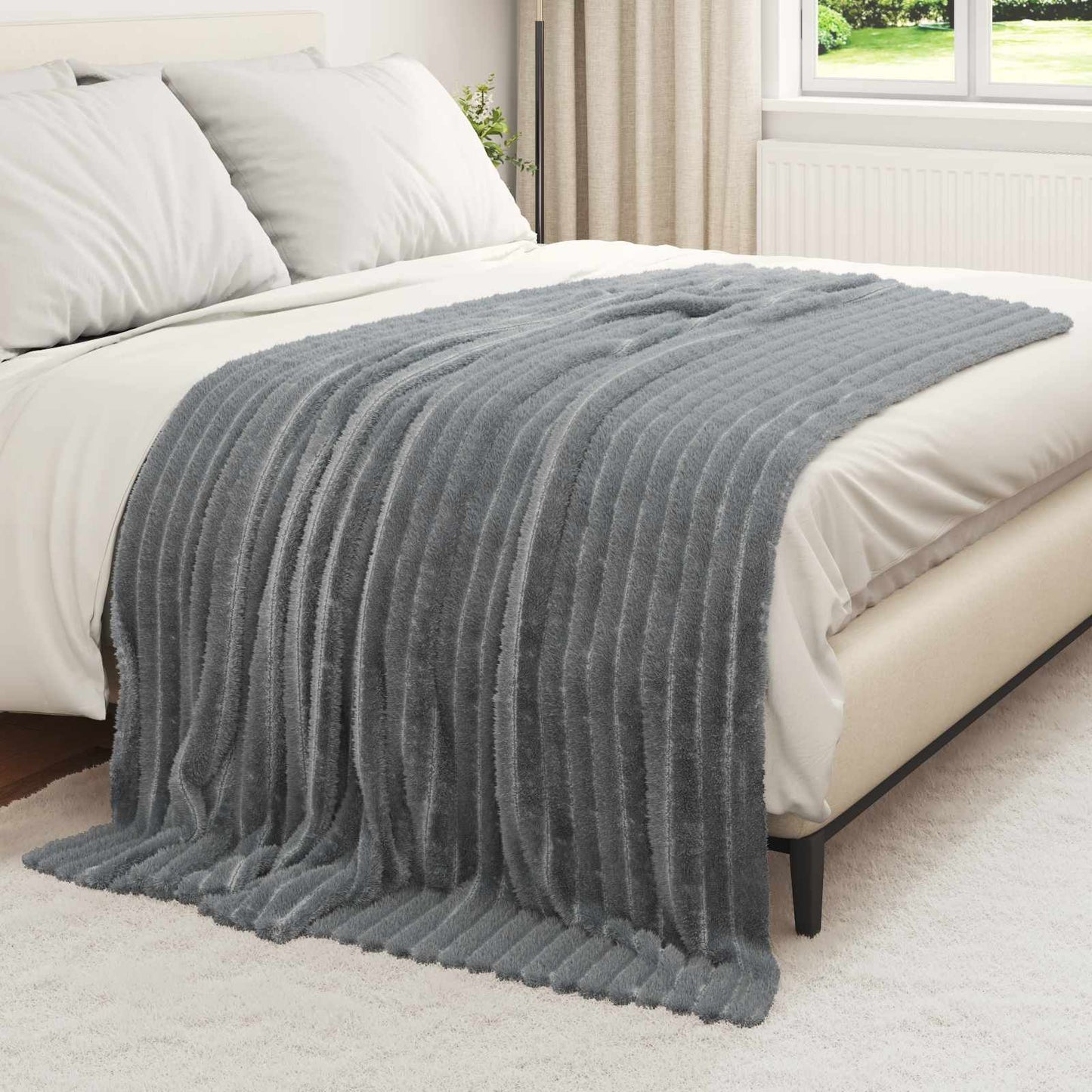 Throw Blankets 6 pcs Dark Grey 200 x 150 cm Fleece
