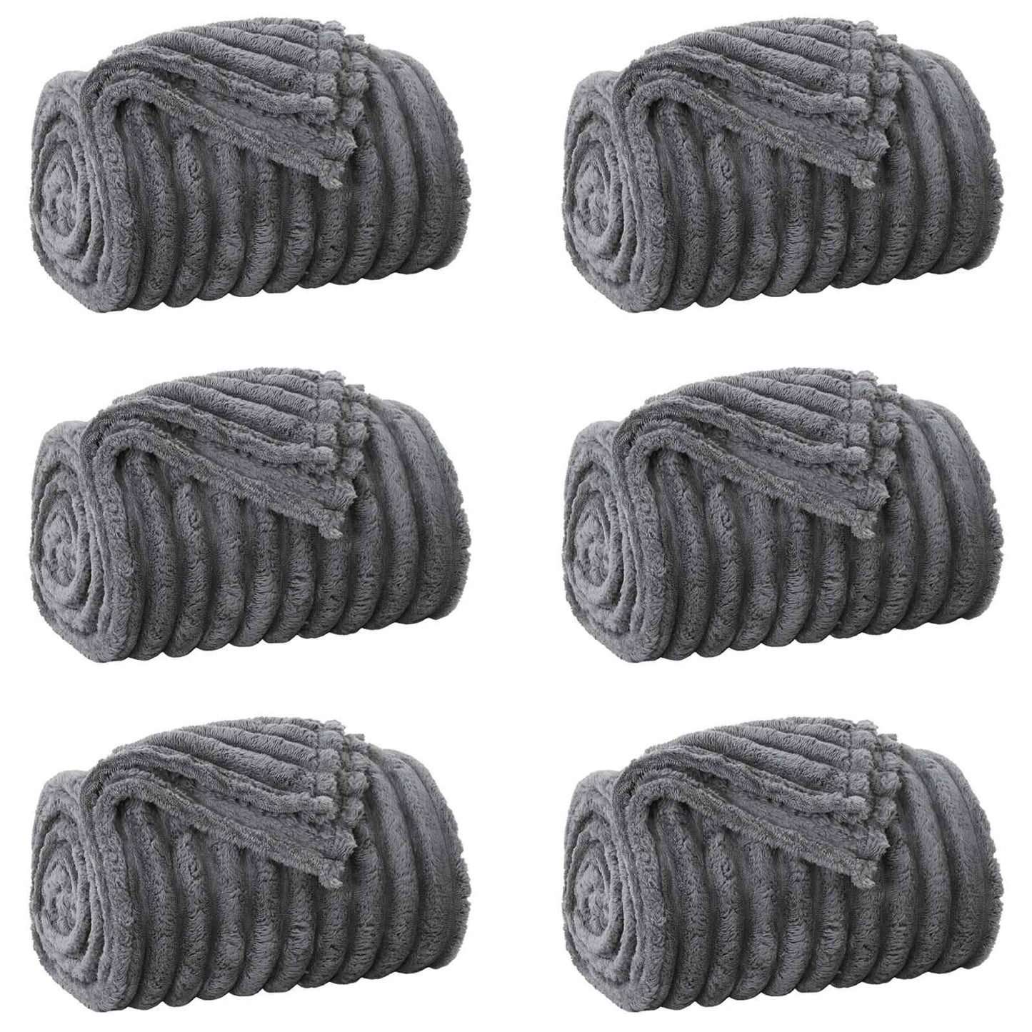 Throw Blankets 6 pcs Dark Grey 200 x 150 cm Fleece