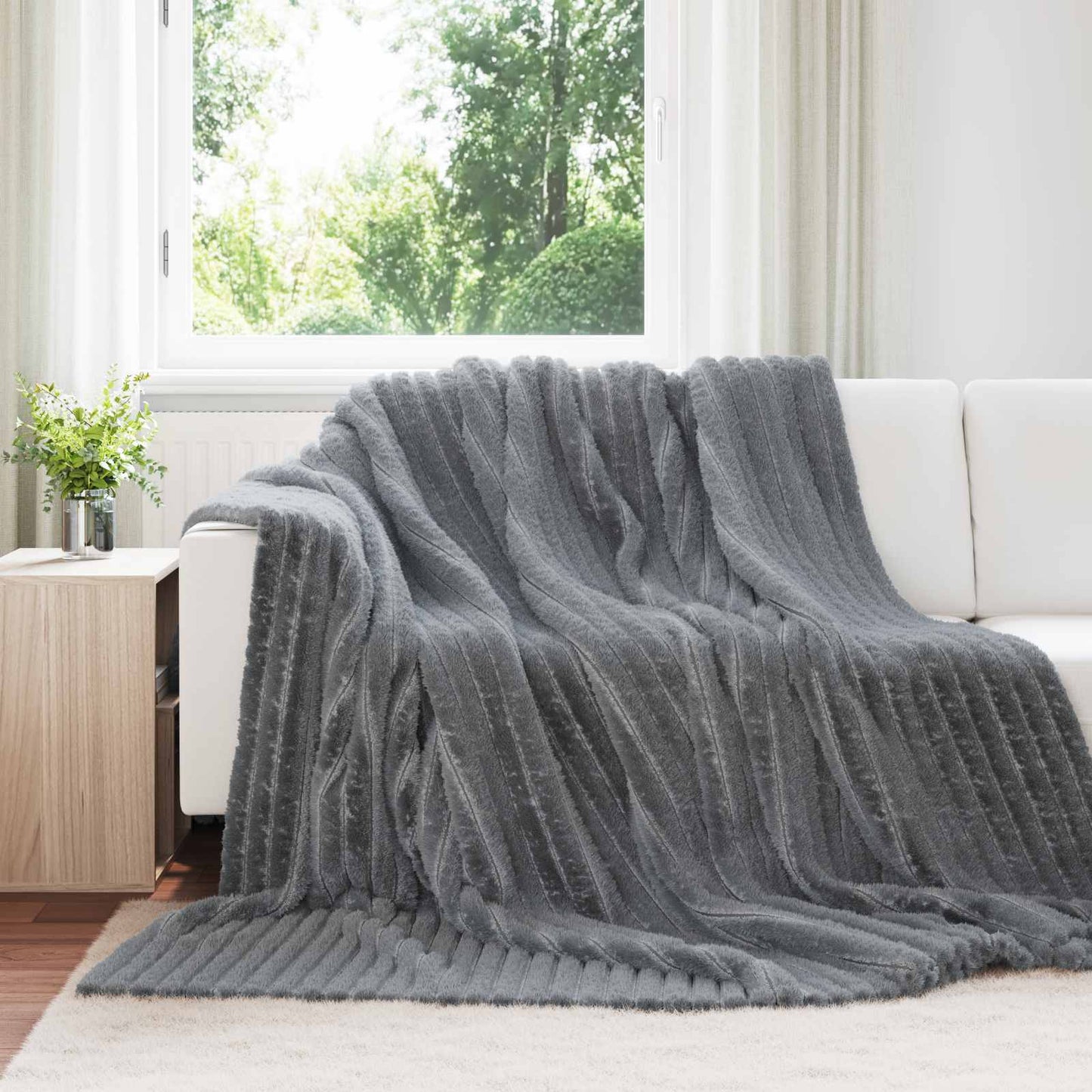 Throw Blankets 6 pcs Dark Grey 240 x 220 cm Fleece