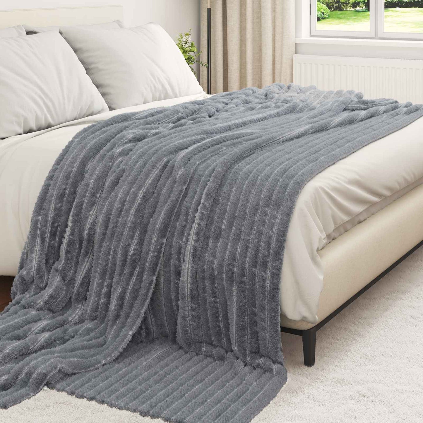 Throw Blankets 6 pcs Dark Grey 270 x 240 cm Fleece