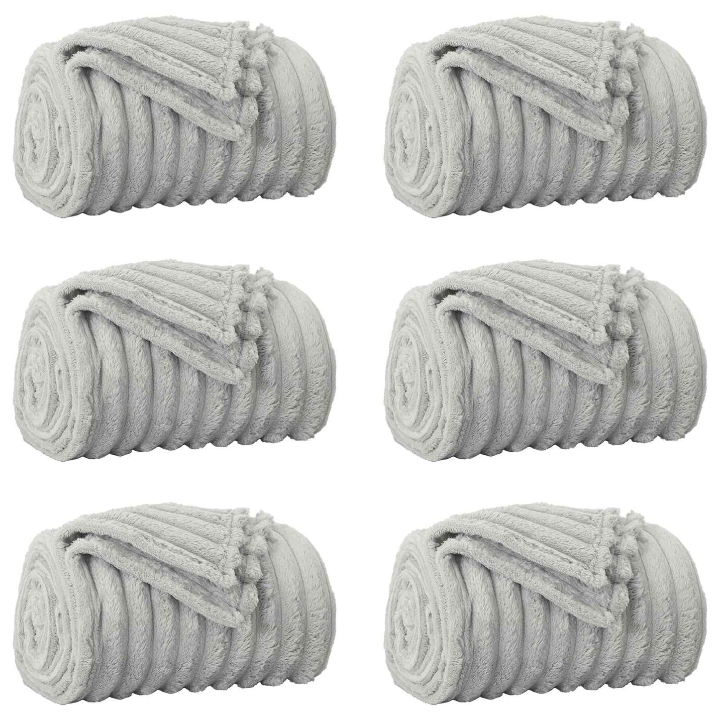 Throw Blankets 6 pcs Grey 150 x 130 cm Fleece
