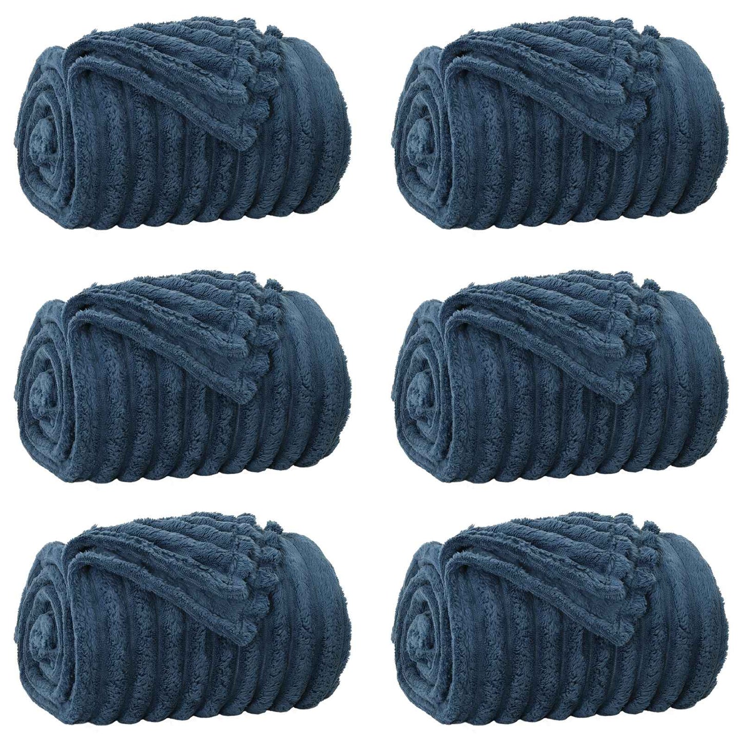 Throw Blankets 6 pcs Navy Blue 150 x 130 cm Fleece