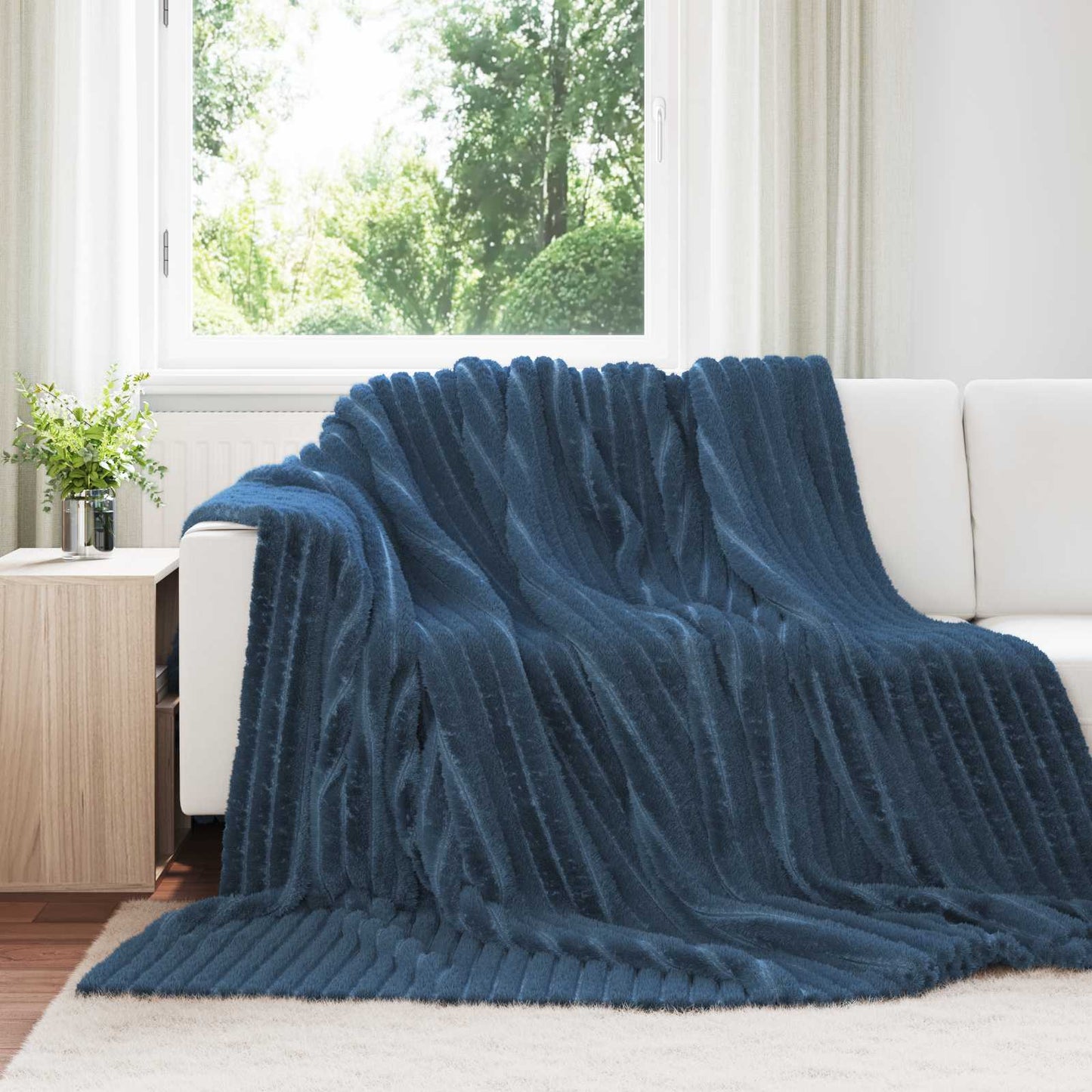Throw Blankets 6 pcs Navy Blue 270 x 240 cm Fleece