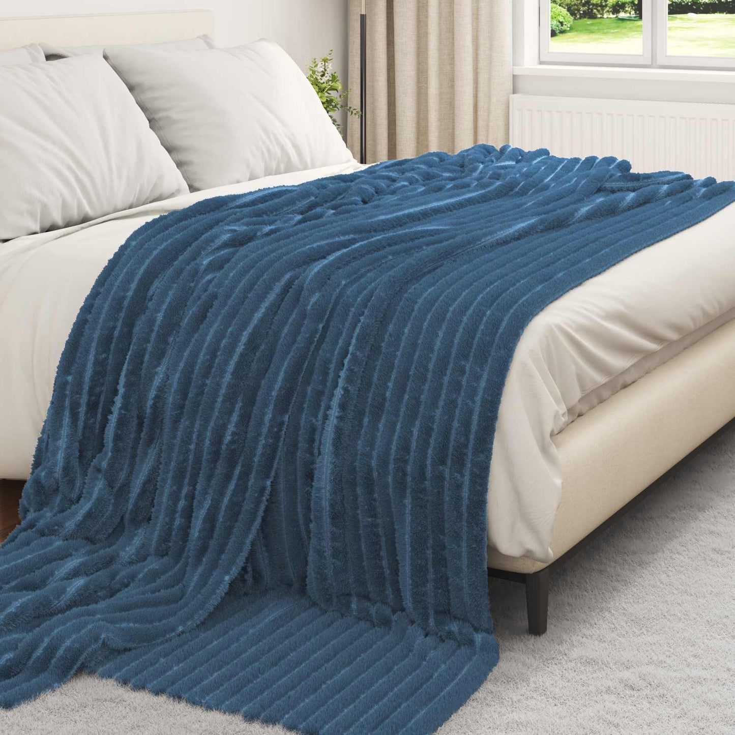 Throw Blankets 6 pcs Navy Blue 270 x 240 cm Fleece