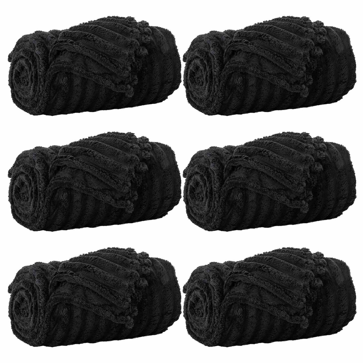Throw Blankets 6 pcs Black 150 x 130 cm Fleece