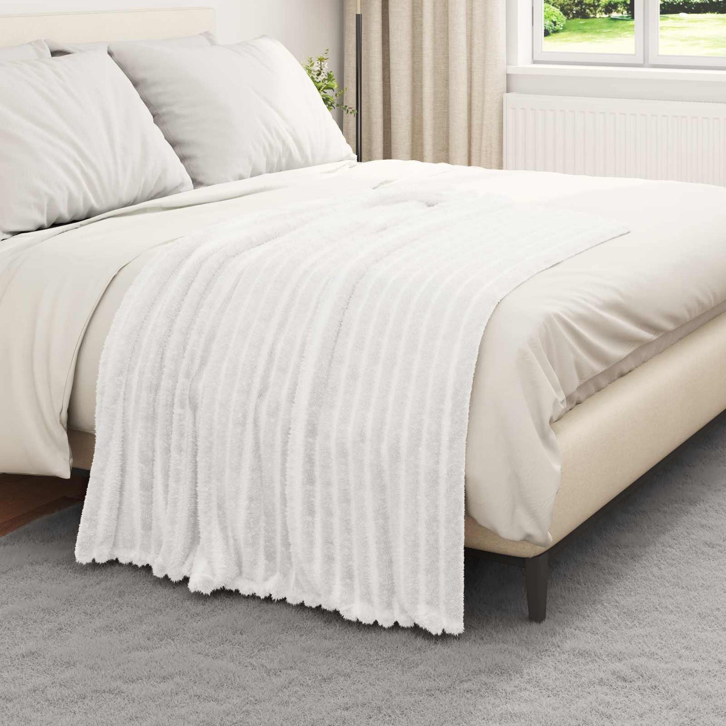 Throw Blankets 6 pcs White 150 x 130 cm Fleece