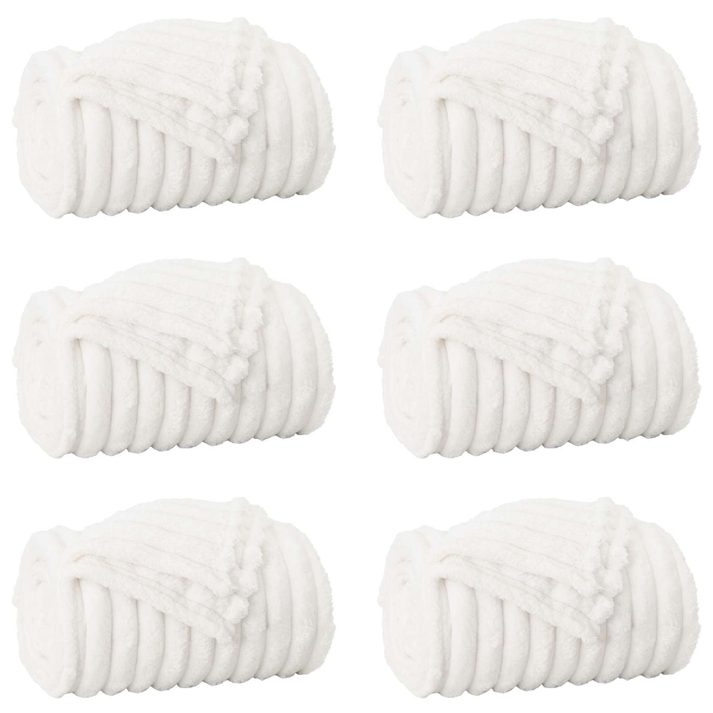 Throw Blankets 6 pcs White 150 x 130 cm Fleece