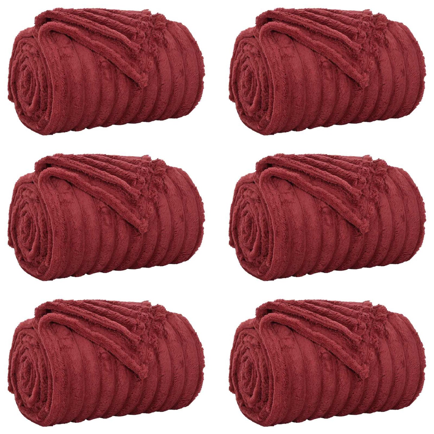 Throw Blankets 6 pcs Bordeaux Red 200 x 150 cm Fleece
