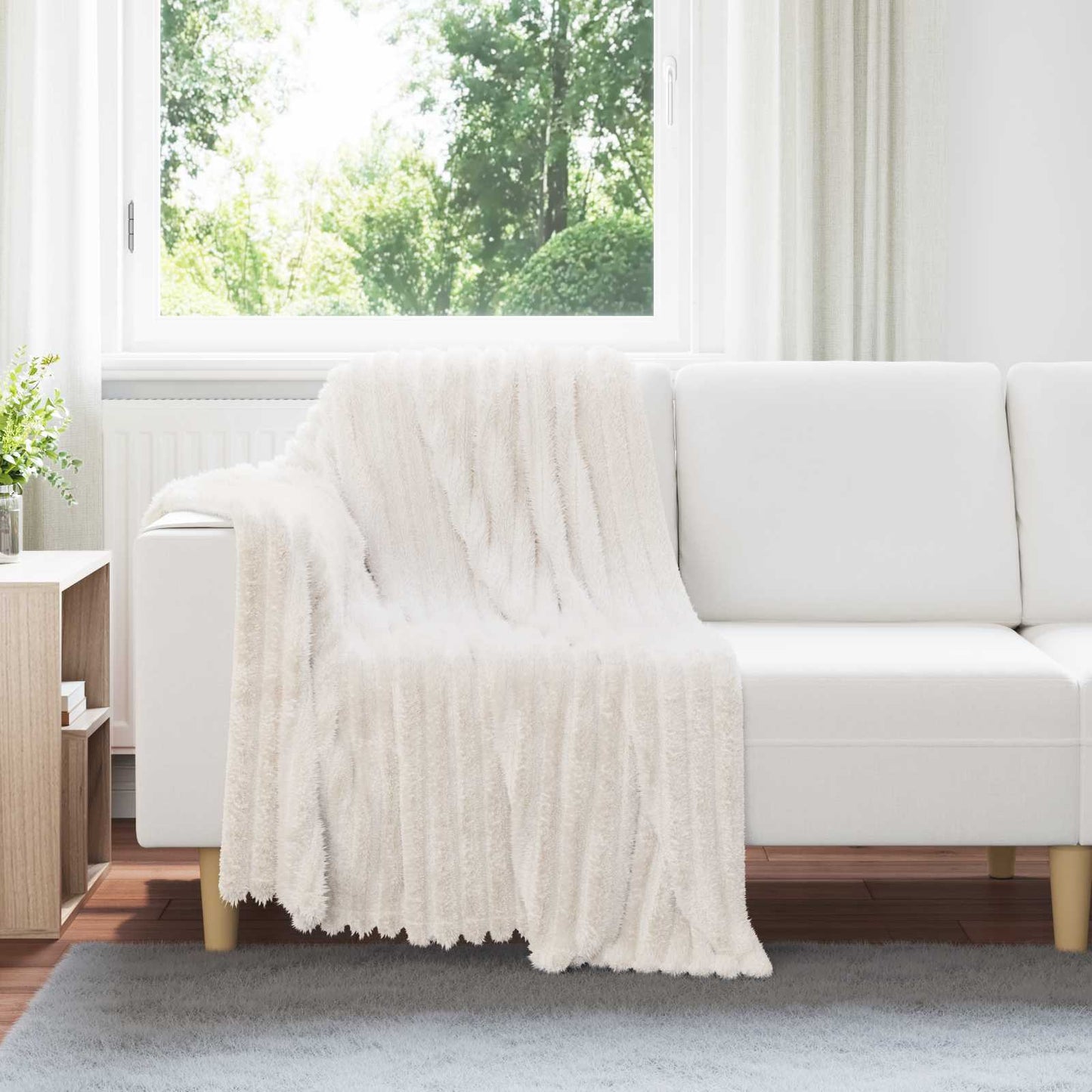 Throw Blankets 6 pcs Cream 150 x 130 cm Fleece